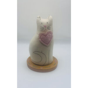 Vintage Crowning Touch Cat Pin Cushion Figure Embroidered Primitive Folk Art